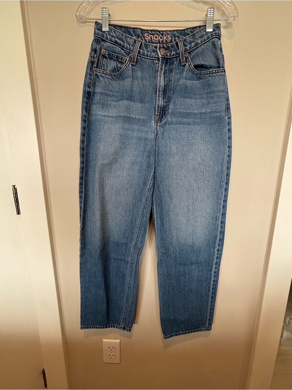 MOTHER SNACKS High-Rise Straight Leg Jeans - Medium Blue Wash